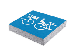 Symbooltegel blauw fiets krat/kinderzitje parkeren (NS) - 300x300x60mm met facetrand