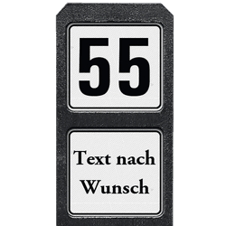 Pfosten aus Recyclingkunststoff mit 1 reflektierender Hausnummern und text nach Wunsch