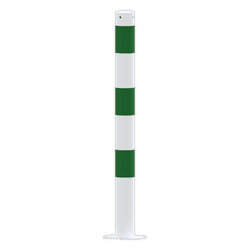 Beschermpaal wit/groen Ø76mm staal met bodemplaat