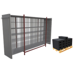 Set 20 stuks bouwhekken staal 3500x2000mm met baakvoeten incl. transportpallets