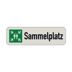 Sammelplatz schild mit text - reflektierend