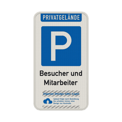Parkplatzschild f&uuml;r Besucher und Mitarbeiter mit Logo