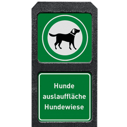 Hundewiese Schild mit Recyclingkunststoff Poller - Reflektierend