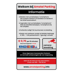 Informatiebord - Parkeertarieven - in huisstijl - Reflecterend