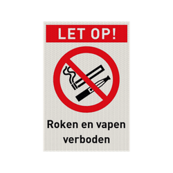 Veiligheidspictogram P002x - Roken en vapen verboden - reflecterend