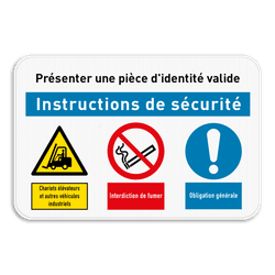 Panneau d'accès avec 3 symboles et une bannière