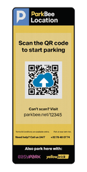 Informatiebord inrijden + locatie/logo (QR-code) - 400x1000 - ParkBee (BE/FR)