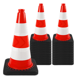 Verkeerskegel 500mm klasse 1 reflecterend met voet (set 20 stuks)