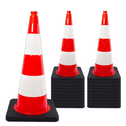Verkeerspion 750mm reflecterend klasse 1 met verzwaarde voet (set 20 stuks)