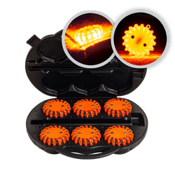RoadFLARE waarschuwingslamp LED oranje - set 6 stuks incl. koffer