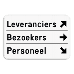 Terreinbord 3 regels en pijlen - wegwijzer bedrijventerrein - personaliseerbaar