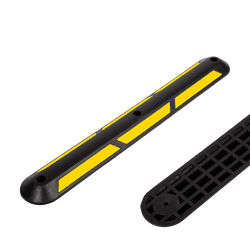 Rubber rijbaanscheiding Zwart/Geel met reflectie &ndash; Fietspad scheiding 1000 mm