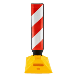 Guide de voie flexible réfléchissant rouge/blanc avec pied en plastique jaune