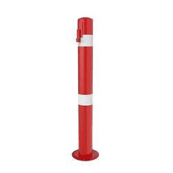 Poteau de trottoir Groningen rouge avec 2 bandes blanches
