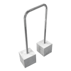 Arceau v&eacute;lo inox sans traverse avec pieds b&eacute;ton &ndash; 600 x 1300 mm