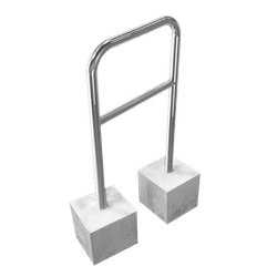 Arceau v&eacute;lo inox compact avec entretoise et pieds b&eacute;ton &ndash; 600 x 1300 mm