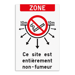 Panneau pour zone non-fumeur personnalisable avec texte et pictogramme