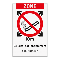 Panneau de zone non-fumeur 10m personnalisable avec pictogramme central