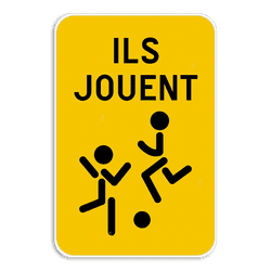 Panneau d&rsquo;information &laquo; Ils jouent &raquo; r&eacute;fl&eacute;chissant