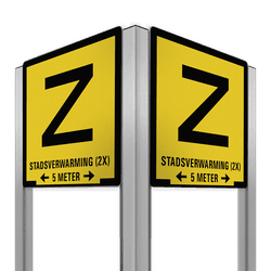 Zinkerbord 2-zijdig 800x800mm - Aluminium frame 90 graden - reflecterend