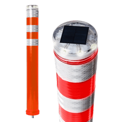 FlexLED fietspadpaal Ø80mm met LED-verlichting - rood/wit