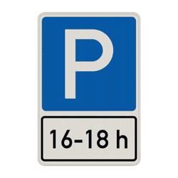 Verkehrszeichen 314-30 &ndash; Parkplatzschild mit Zusatzzeichen Uhrzeit