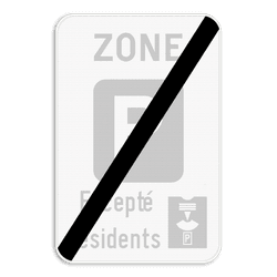 Panneau de signalisation Fin de la zone de stationnement à durée limitée