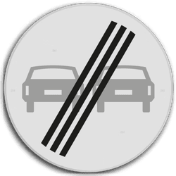 Verkeersbord einde inhaalverbod RVV F02 - reflecterend