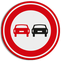 Verkeersbord inhalen verboden RVV F01 - reflecterend