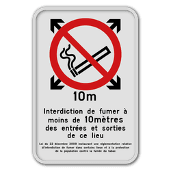 Panneau G2000 - Interdiction de fumer périmètre de 10 mètres