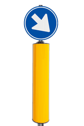 Colonne de signalisation D1d/D1c en aluminium jaune fluorescent avec poteau tubulaire