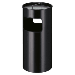 Staande afvalbak zwart met asbak - 50 liter