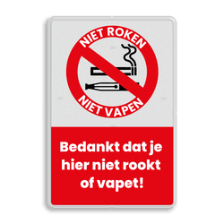 Informatiebord niet roken en vapen reflecterend