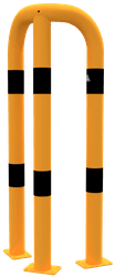 Arceau d&rsquo;angle 90&deg; en acier &Oslash; 76 mm avec platines &ndash; Jaune/noir