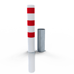 Rampaal staal Ø152mm uitneembaar/verwijderbaar - verzinkt of wit/rood