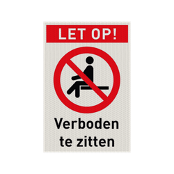 Veiligheidspictogram met tekst verboden te zitten  - reflecterend