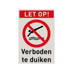Veiligheidspictogram met tekst verboden te duiken - reflecterend