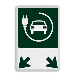 Parkeerbord met pijlen voor elektrische voertuigen - speciaal ontwerp en kleur
