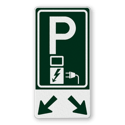 Verkeersbord voor oplaadpunt elektrische auto's in afwijkende kleur - E08o