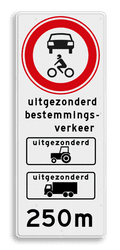 Verkeersbord C12 met diverse onderborden - reflecterend