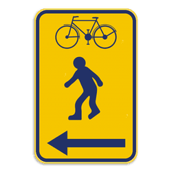 Werfbord - Brussel - Voetgangers/Fietsers links - Geel/blauw