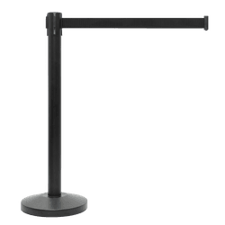 Poteau &agrave; sangle r&eacute;tractable noir mat avec ruban noir 2 m&egrave;tres