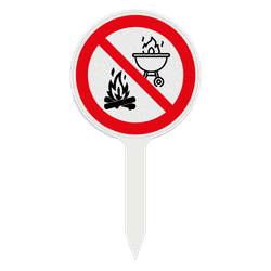 Insteek bord PVC open vuur en BBQ verboden - reflecterend