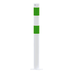 Beschermpaal wit/groen Ø76mm staal met bodemplaat - NL Mobility