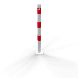 Parkeerpaal staal Ø60mm wit/rood - met voetplaat
