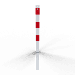 Parkeerpaal staal 70x70mm wit/rood - montage in de grond