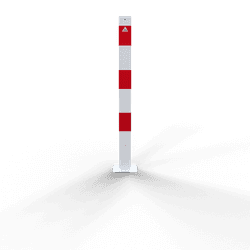 Parkeerpaal staal 70x70mm wit/rood - met voetplaat