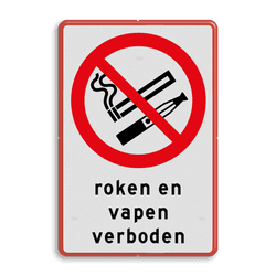 Vekeersbord roken en vapen verboden - reflecterend