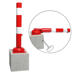 Poteau de parking amovible - 750mm - avec pied en béton 295x295x350mm