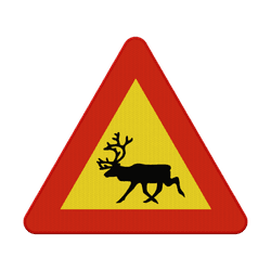 Zweeds verkeersbord Waarschuwing Overstekende rendier / reindeer
